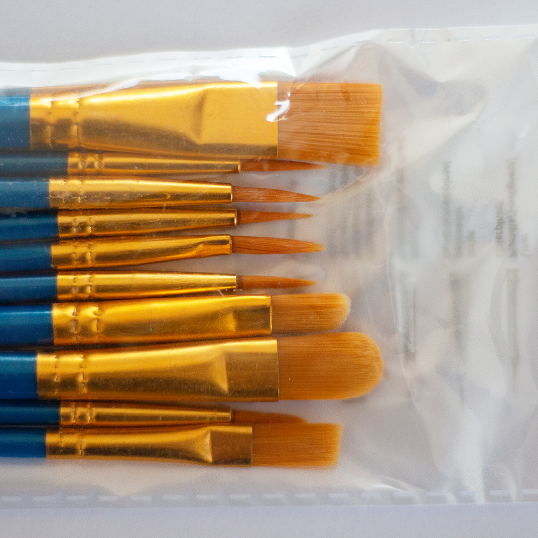 Pędzle syntetyczne niebieskie do malowania po numerach