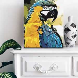Papuga od akrylowo, malowanie po numerach