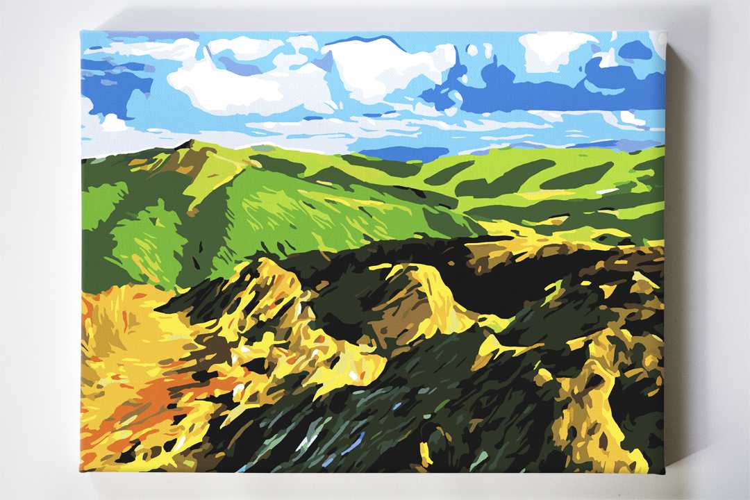 Bieszczady na Caryńską od akrylowo, malowanie po numerach