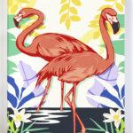 Dwa flamingi od akrylowo, malowanie po numerach