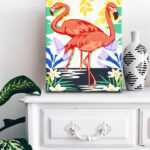 Dwa flamingi od akrylowo, malowanie po numerach