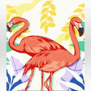 Dwa flamingi od akrylowo, malowanie po numerach