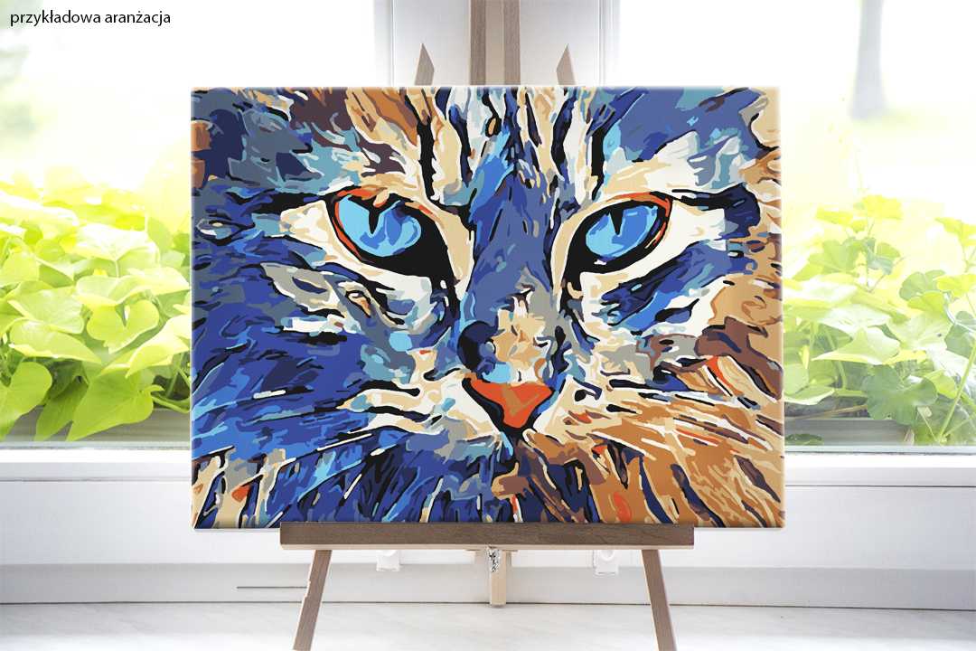 Kolorowy kot od akrylowo, polskie najwyższej jakości malowanie po numerach