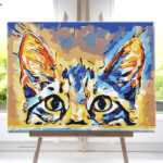 Kotka pół od akrylowo, polskie malowanie po numerach