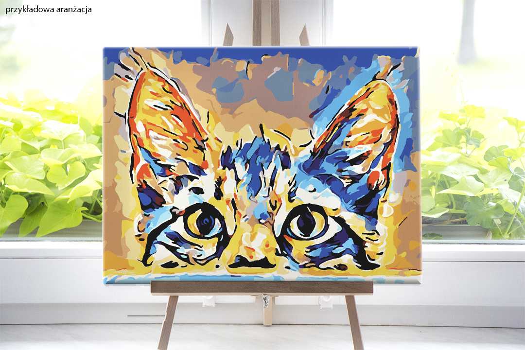 Kotka pół od akrylowo, polskie malowanie po numerach