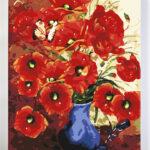 Czerwone maki od akrylowo, polskie najwyższej jakości malowanie po numerach