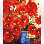 Czerwone maki od akrylowo, polskie najwyższej jakości malowanie po numerach