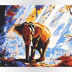 Słoń w lesie od akrylowo, polskie najwyższej jakości malowanie po numerach