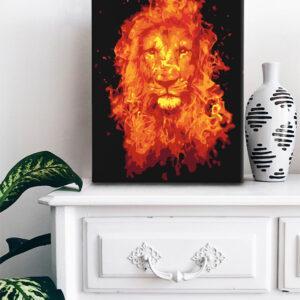 Ognisty lew od akrylowo, polskie najwyższej jakości malowanie po numerach
