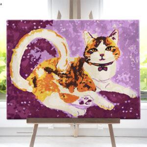 Szcz臋艣liwa kotka od akrylowo, malowanie po numerach dla pocz膮tkuj膮cych