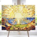 Słońce Munch od akrylowo, malowanie po numerach dla początkujących, nowe wzory, tanio