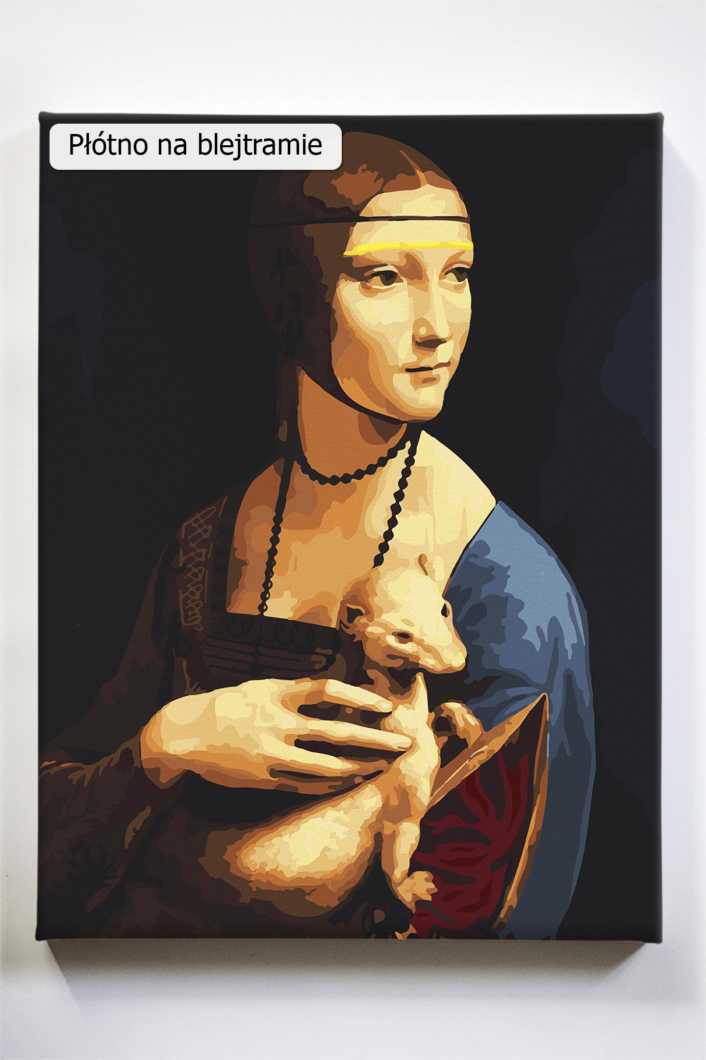 Leonardo da Vinci, Dama z gronostajem, dama z łasiczka fantastyczne obrazy malowane numerami ze sklepu akrylowo, tanio, dla początkujących i dzieci, dla dorosłych