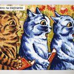 Louis Wain, Trzy śpiewające koty nowoczesne, wysokiej jakości i klasy malowanie po numerach ze sklepu malowanego numerami akrylowo, dla zaawansowanych i nowych malarzy