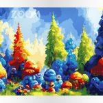 Wioska jak z bajki, Smerfy akrylowo.pl sklep z obrazami do malowania po numerach, malowanie po numerach, maluj numerami, wzory po numerach, dla dzieci, reprodukcje, bajki