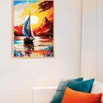 Żagle o zachodzie. Wspaniałe, piękne, dopracowane obrazy malowane po numerach. Sklep akrylowo.pl to wymarzone miejsce dla malarzy amatorów. Maluj numerami. Dla dzieci i dorosłych.