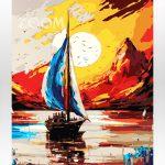Żagle o zachodzie. Wspaniałe, piękne, dopracowane obrazy malowane po numerach. Sklep akrylowo.pl to wymarzone miejsce dla malarzy amatorów. Maluj numerami. Dla dzieci i dorosłych.
