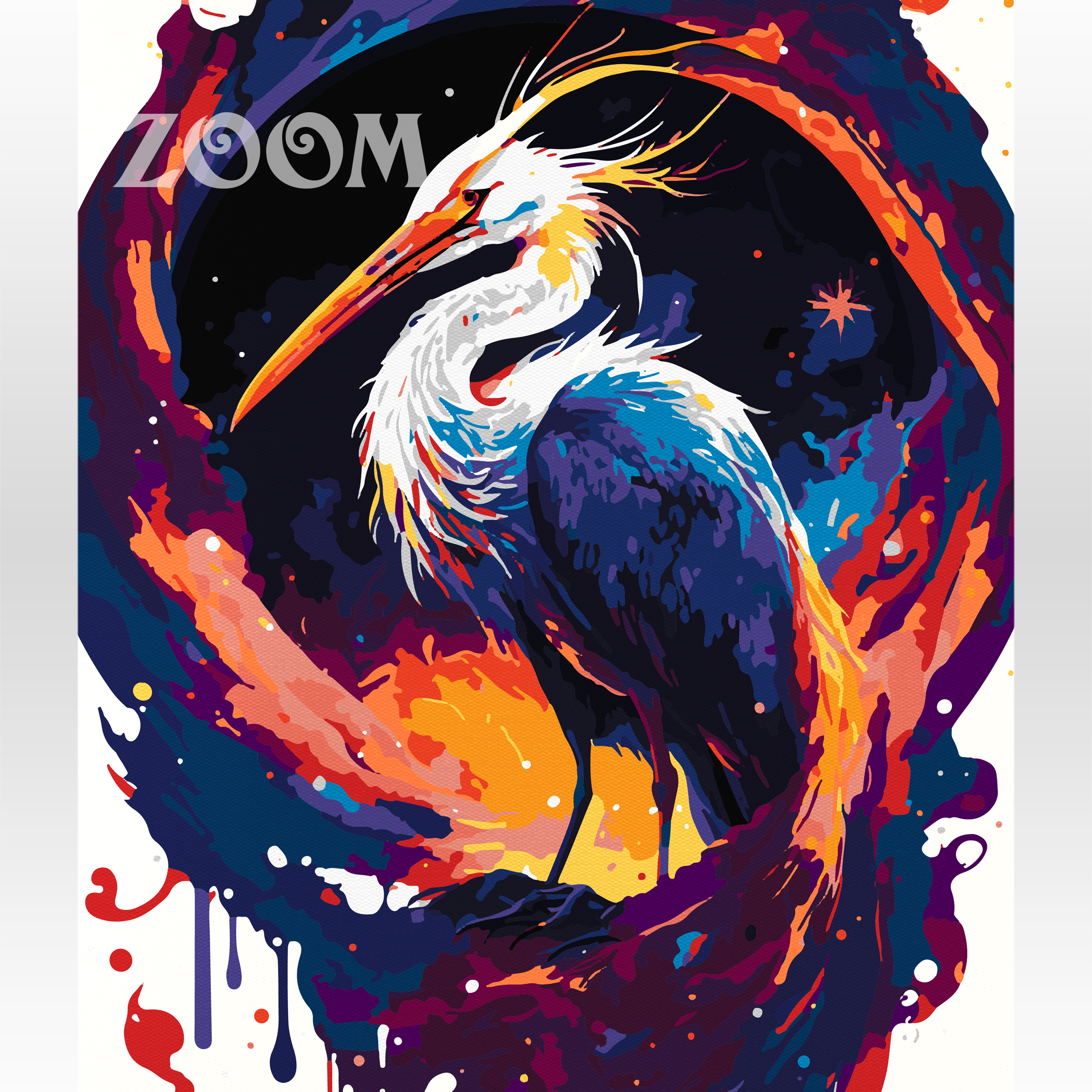 Malowanie po numerach. Sklep akrylowo. Ptaki, bocian.