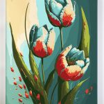 Malowanie po numerach. Tulipany, kwiaty.
