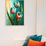 Malowanie po numerach. Tulipany, kwiaty.