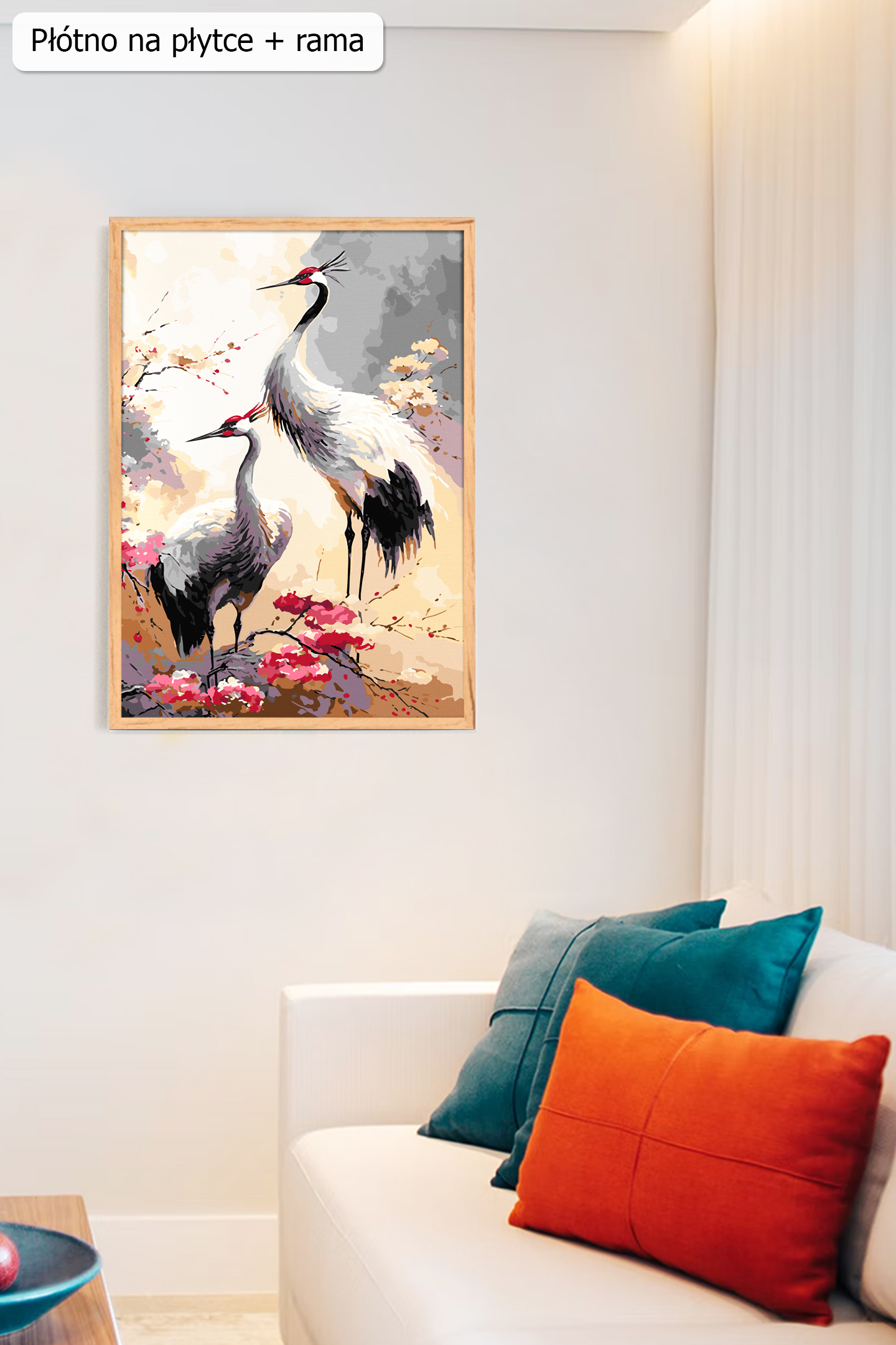 Malowanie po numerach. Sklep akrylowo. Ptaki, żurawie.