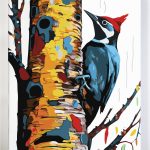 Malowanie po numerach. Ptaki, dzięcioł.