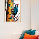 Malowanie po numerach. Ptaki, dzięcioł.