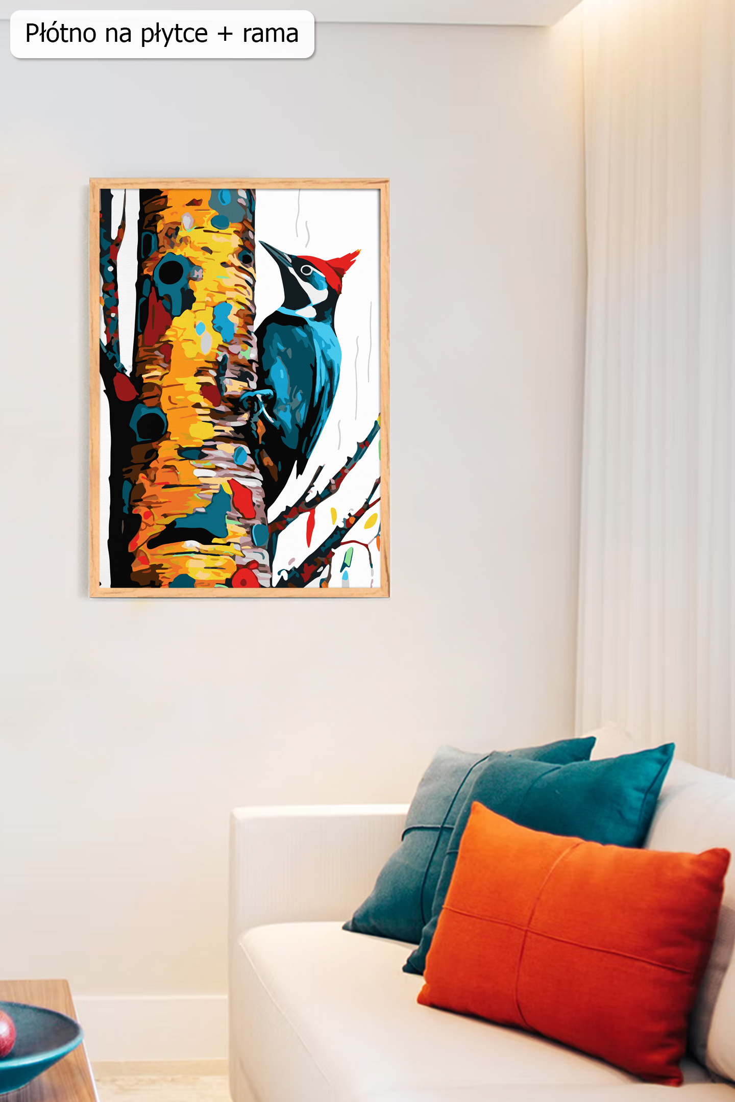 Malowanie po numerach. Ptaki, dzięcioł.