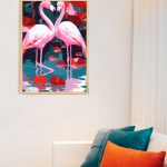 Malowanie po numerach. Flamingi, ptaki, miłość.