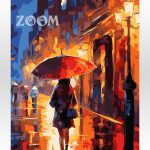 Malowanie po numerach. Spacer, kobieta, miasto, noc.