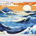 Malowanie po numerach. Fale, morze, zachód słońca.