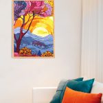 Malowanie po numerach, ręcznie wykonane, w 100% polskie. Dla dorosłych, dla dzieci. Natura, drzewo, słońce, witraż.