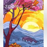 Malowanie po numerach, ręcznie wykonane, w 100% polskie. Dla dorosłych, dla dzieci. Natura, drzewo, słońce, witraż.