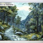 Malowanie po numerach, ręcznie wykonane, w 100% polskie. Dla dorosłych, dla dzieci. Góry, drzewa, wieczór.