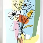 Malowanie po numerach, ręcznie wykonane, w 100% polskie. Kwiaty, bukiet, wazon, kontur, minimalizm.