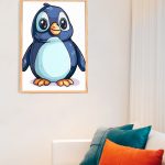 Malowanie po numerach, ręcznie wykonane, w 100% polskie. Dla dorosłych, dla dzieci. Pingwin, pingiwnek, ptak.