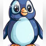 Malowanie po numerach, ręcznie wykonane, w 100% polskie. Dla dorosłych, dla dzieci. Pingwin, pingiwnek, ptak.