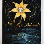 Malowanie po numerach, ręcznie wykonane, w 100% polskie. Dla dorosłych, Kwiat, kwiaty, noc, tajemnica.