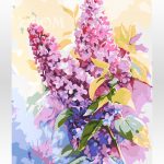 Malowanie po numerach, ręcznie wykonane, w 100% polskie. Dla dorosłych, Lilak, bez, kwiat, kwiaty.