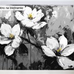 Malowanie po numerach, ręcznie wykonane, w 100% polskie. Dla dorosłych, kwiaty, czarno-białe, czerń, biel, akcenty.