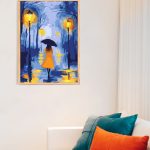 Malowanie po numerach, ręcznie wykonane, w 100% polskie. Dla dorosłych, dla dzieci. Kobieta, parasol, wieczór, latarnie.