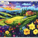 Malowanie po numerach, ręcznie wykonane, w 100% polskie. Dla dorosłych, dla dzieci. Krajobraz, zachód słońca, panorama.