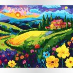 Malowanie po numerach, ręcznie wykonane, w 100% polskie. Dla dorosłych, dla dzieci. Krajobraz, zachód słońca, panorama.