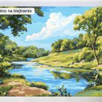 Polskie malowanie po numerach, Kup, a przekonasz się, że warto zapłacić za jakość. San, Sanok, rzeka, drzewa.