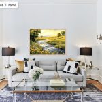 Polskie malowanie po numerach, Kup, a przekonasz się, że warto zapłacić za jakość. Strumień, potok, rzeka, zachód słońca.