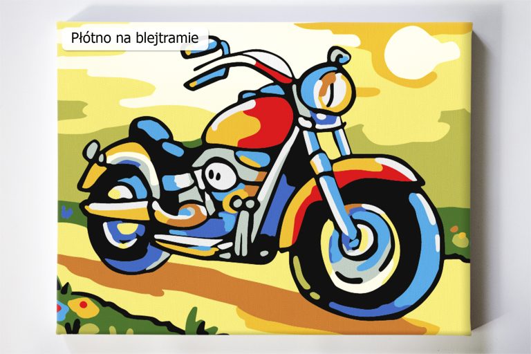 Malowanie po numerach dla dzieci. Akrylowo. Motor, motocykl, motorynka.