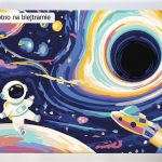 Malowanie po numerach zaprojektowane i wykonane całościowo w Polsce. Akrylowo. Astronauta, kosmos, czarna dziura, fizyka, astronomia.