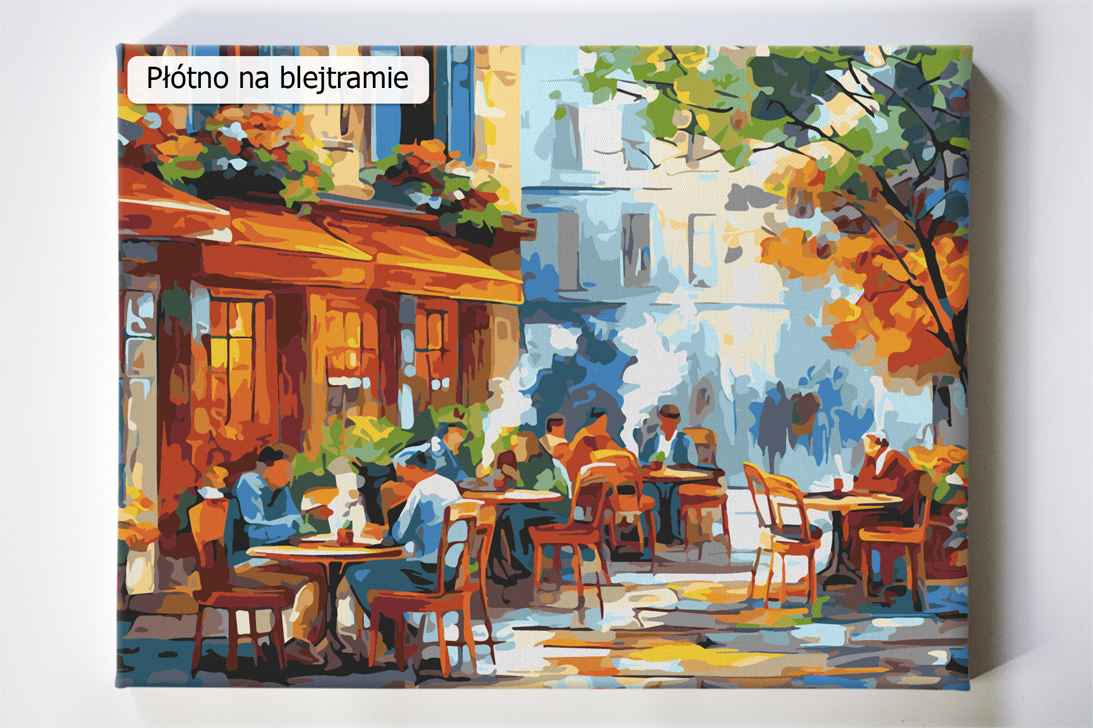 Malowanie po numerach zaprojektowane i wykonane całościowo w Polsce. Akrylowo. Włochy, restauracja, kawa.