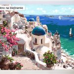 Malowanie po numerach dla wymagających. Akrylowo. Grecja, Santorini, morze Egejskie.