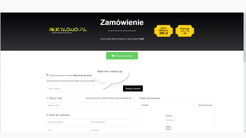 Voucher prezentowy, kupon rabatowy, sklep akrylowo, malowanie po numerach